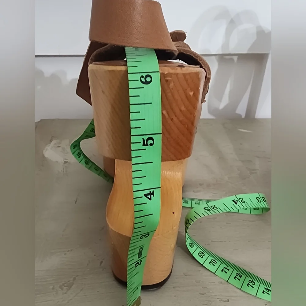 Kimel Sabots Rare Vintage Wooden Sculptural Collectible Platform Heel w/Toe Taps